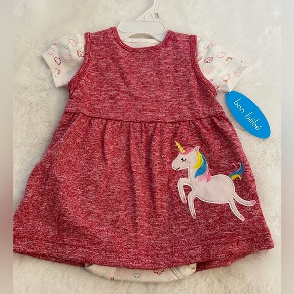 Bon Bebe Other - Baby girl two piece dress set pink size 3-5 months